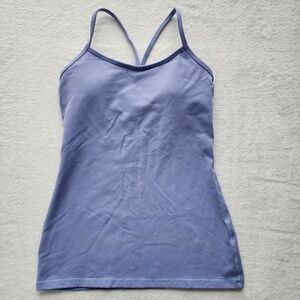 Lululemon Flow Y Tank Top Womens Dot 6 Purple Strappy Built-in Bra Yoga Athletic